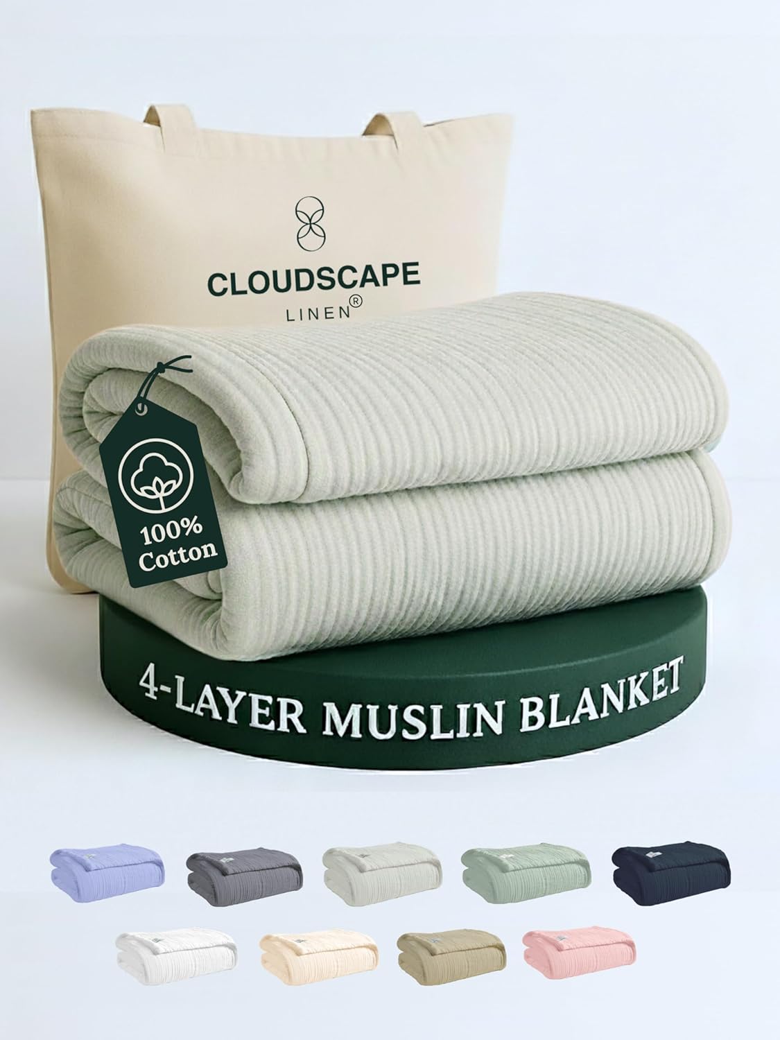 Cloud Scape Linen Oversized Muslin Blanket for Twin Size Beds