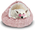 Cozy Round Plush Hooded Cat Bed Cave for Indoor Cats and Dogs