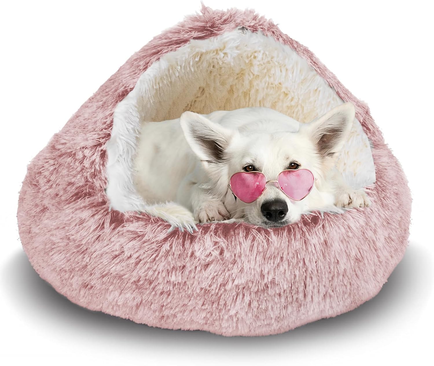 Cozy Round Plush Hooded Cat Bed Cave for Indoor Cats and Dogs