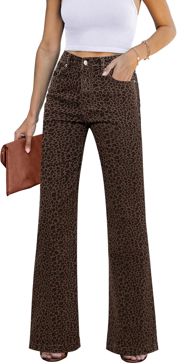 GRAPENT Womens Flare Jeans High Waisted Wide Leg Baggy Jean