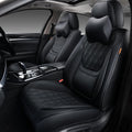 Black Car Seat Covers Front Pair Breathable Leather Seat Covers