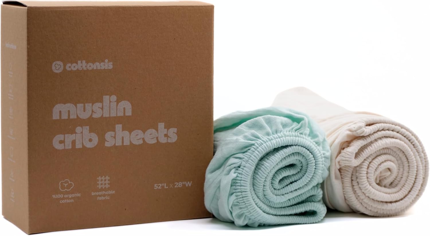 Muslin Crib Sheets for Baby Crib - Soft & Breathable 2 Pack