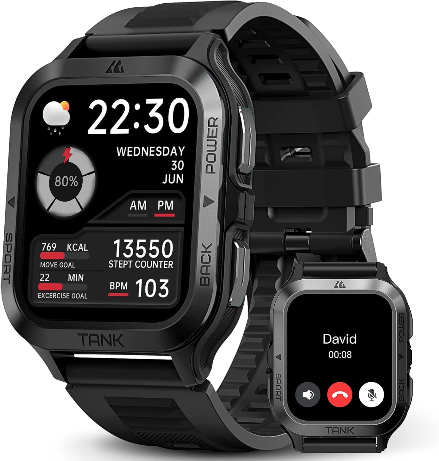 AMAZTIM Smart Watch: 60-Day Battery, Waterproof, Call Function