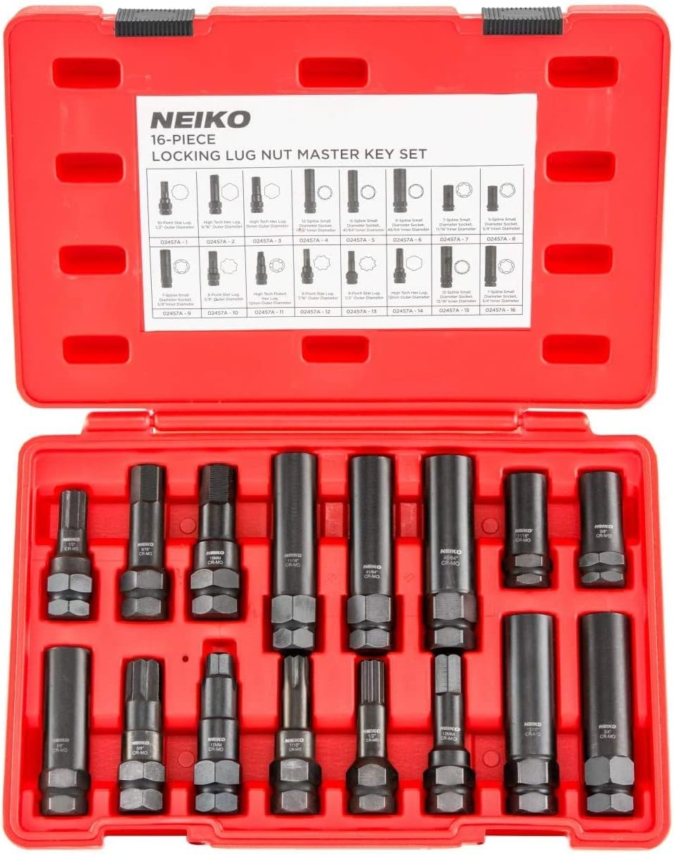 Neiko 02457A Lug-Nut Key Set for Easy Wheel-Lock Removal