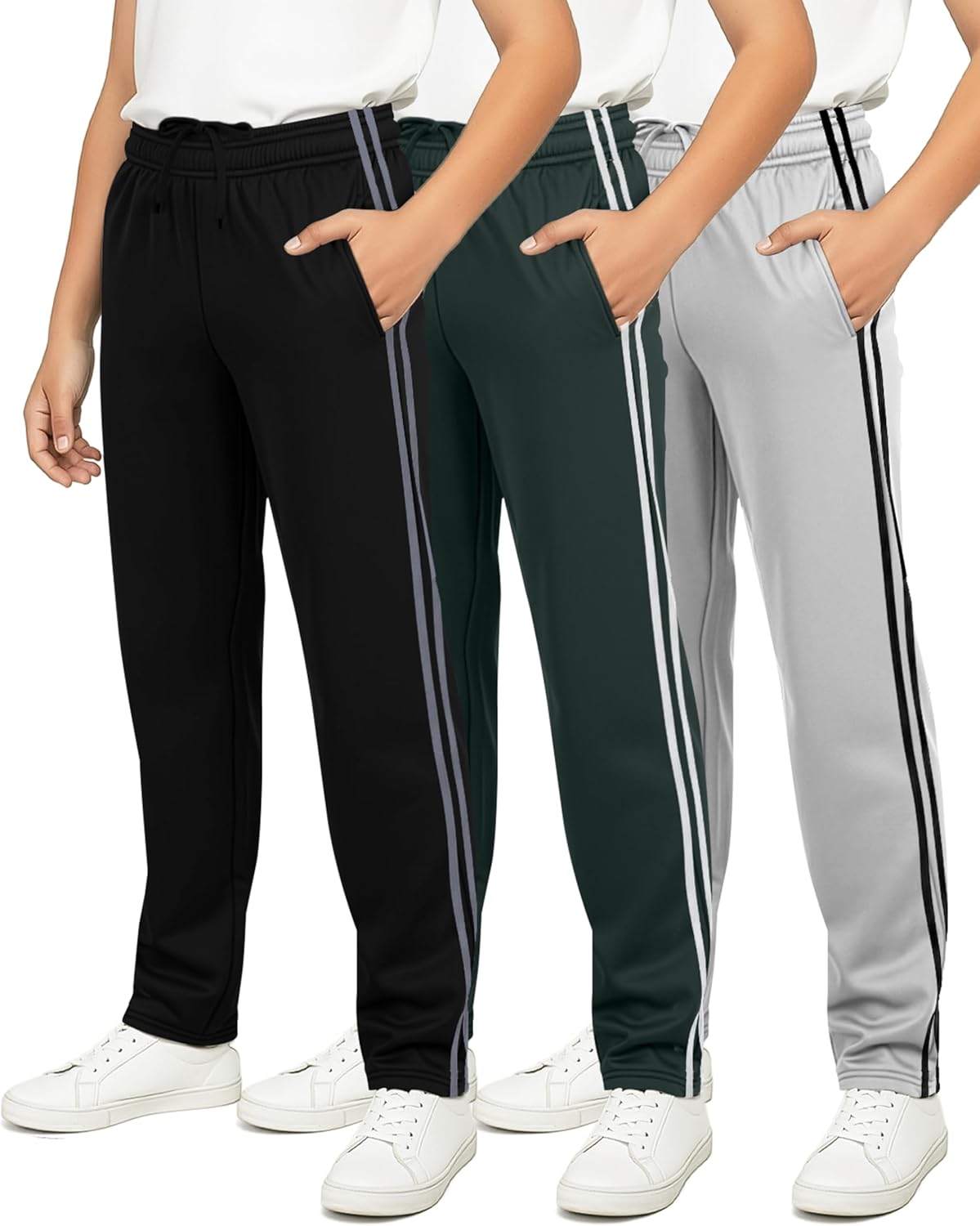 Boys' Tricot Fleece-Lined Sweatpants with Pockets for Comfort