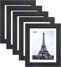 VCK 8x10 Solid Wood Picture Frame Set of 5 - Textured Black Frames