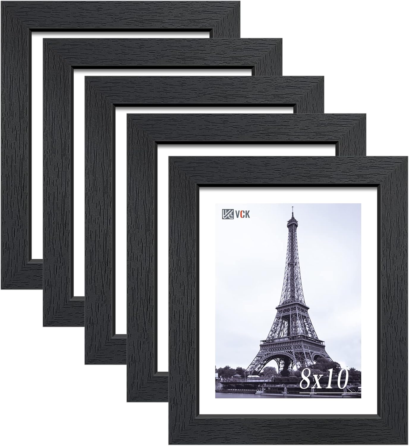 VCK 8x10 Solid Wood Picture Frame Set of 5 for Elegant Display