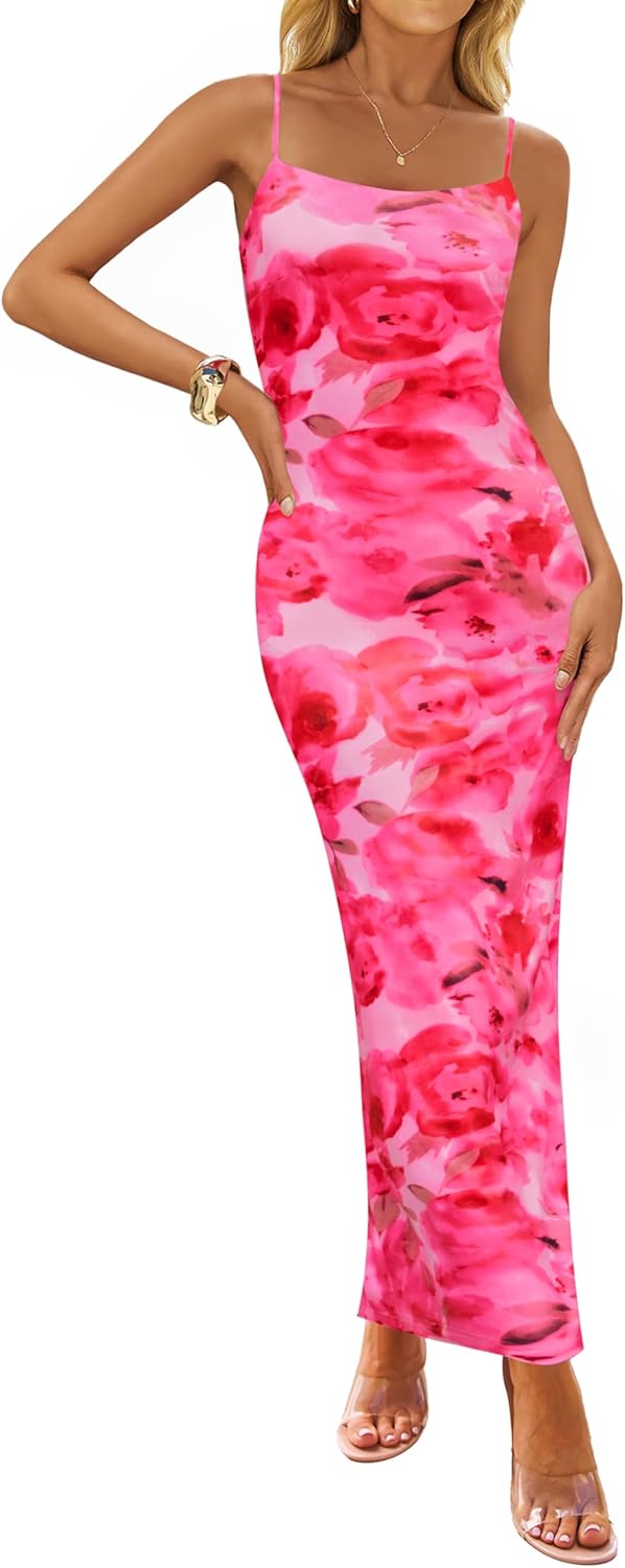 ZESICA Womens Summer Bodycon Maxi Dresses for Beach Elegance