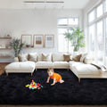 Black Area Rugs 9x12 Living Room - Large Fluffy Non-Slip Rug