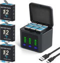 3-Pack 2000mAh Battery Charger Kits for GoPro Hero 12 - Fast USB-C