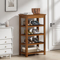Bamworld Shoe Rack for Front Door Entrance Bamboo Organizer - Narrow
