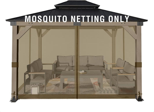 Aoodor 10x13 ft Gazebo Mosquito Netting for Outdoor Spaces