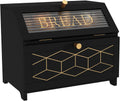 Double Layer Bread Box With Golden Trim for Countertop - Keep Bread