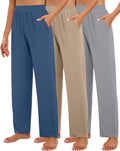 Huukeay Women's Wide Leg Lounge Pants - Soft Flowy 3 Pack