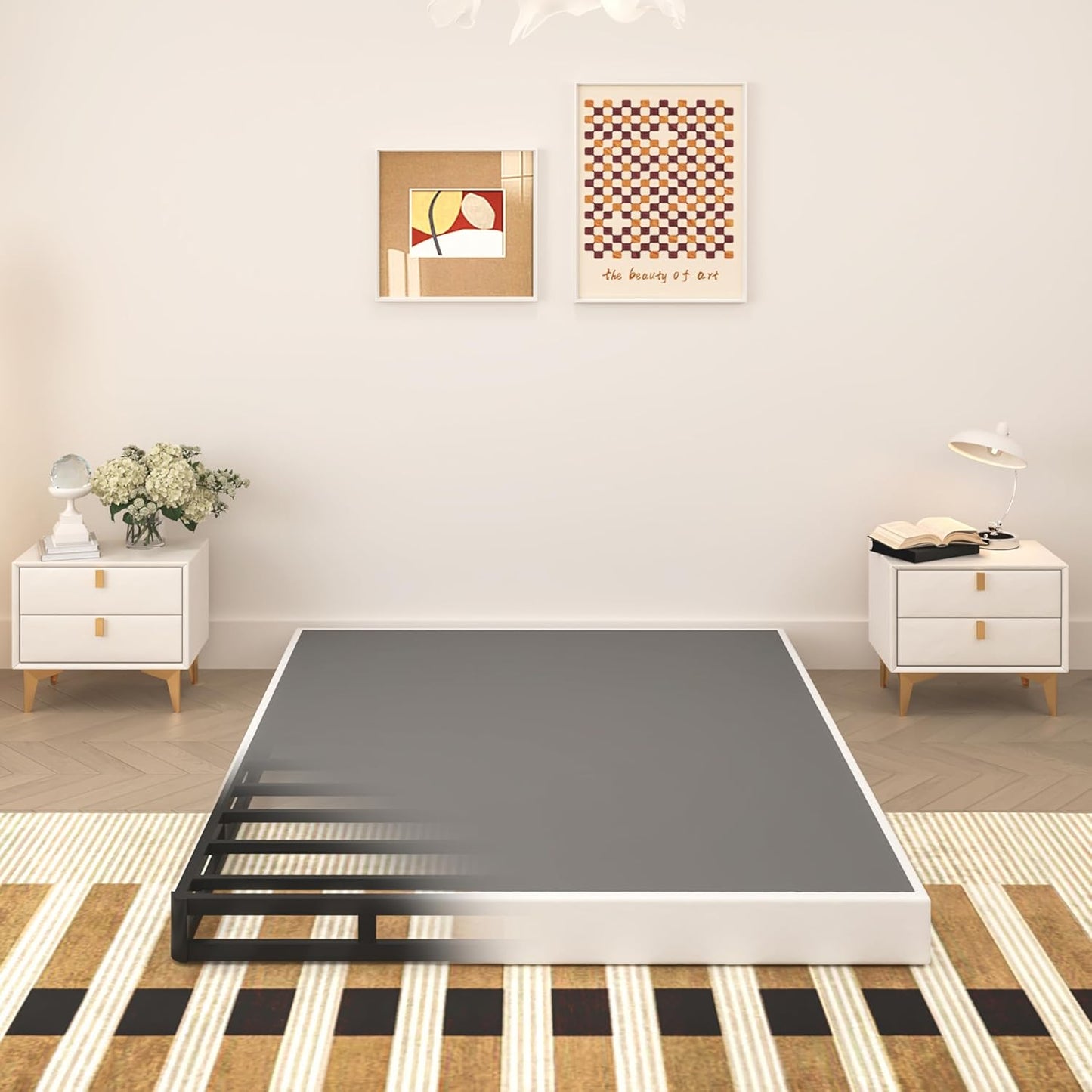 5 Inch Box Spring Full Size Bed with Heavy Duty Metal Frame