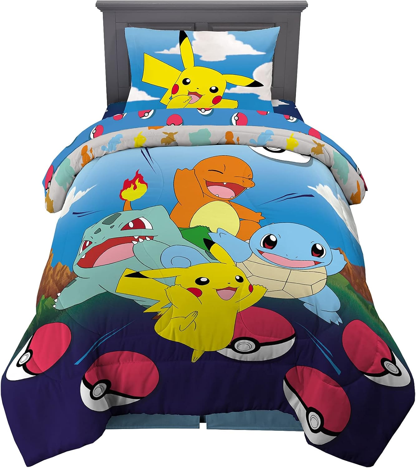 Pokemon Comforter and Sheet Set for Twin Size Beds - 4 Piece