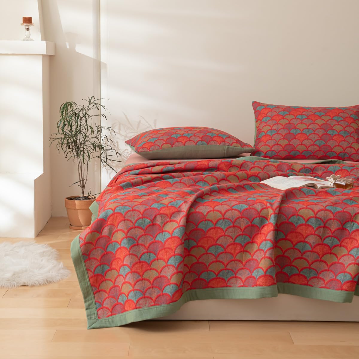Rustic Mermaid Fish Scales Quilt - Lightweight, Breathable King Blanket by Purefair