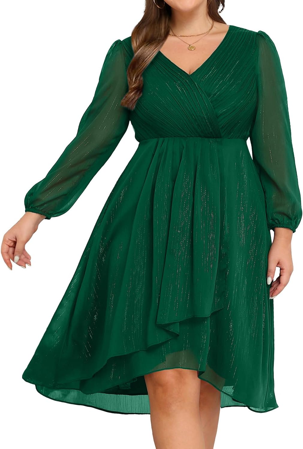 Plus Size Cocktail Dress for Curvy Women - Elegant Midi Style