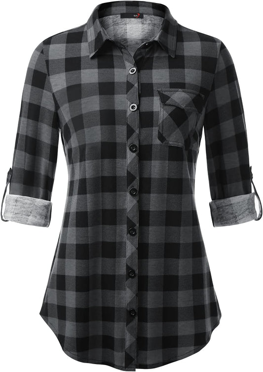 DJT Womens Soft Knitted Shirts for Casual and Work Wear