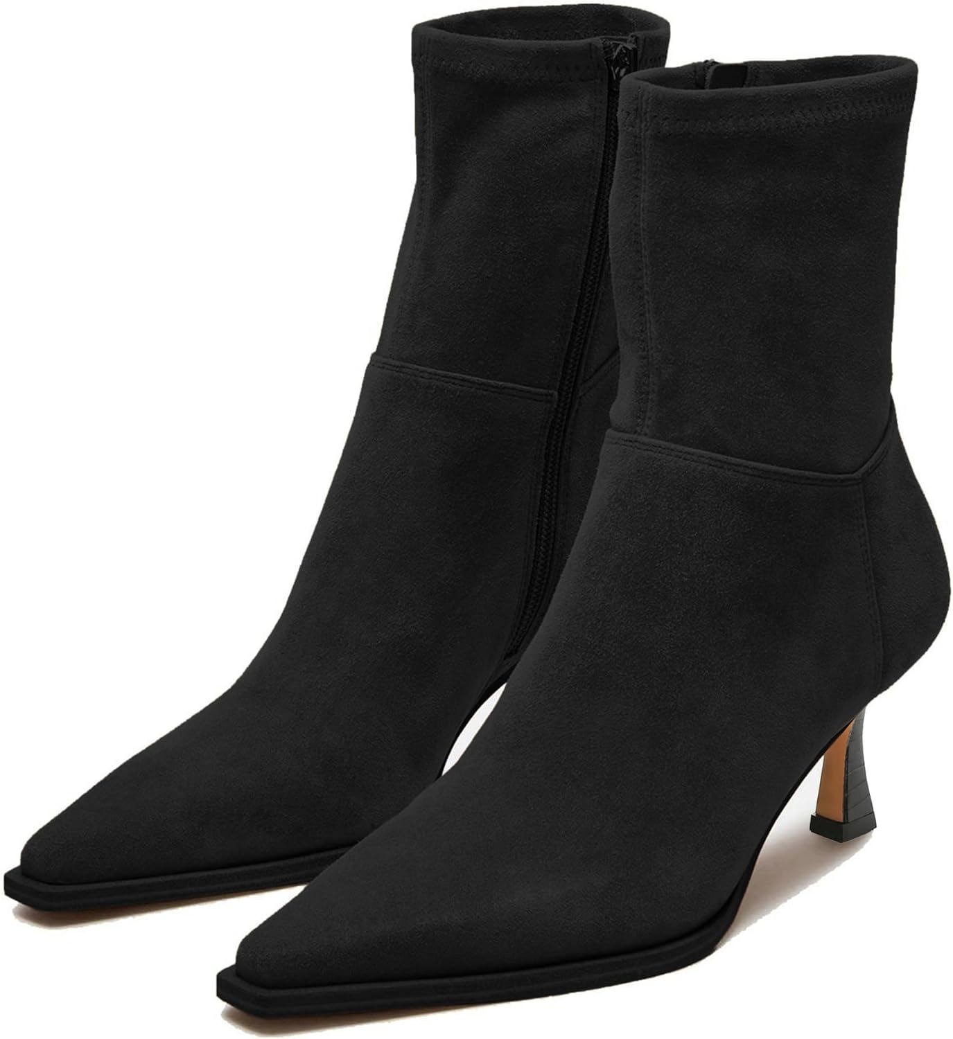 Womens Brown Suede Fall Boots with Side Zip and Kitten Heel