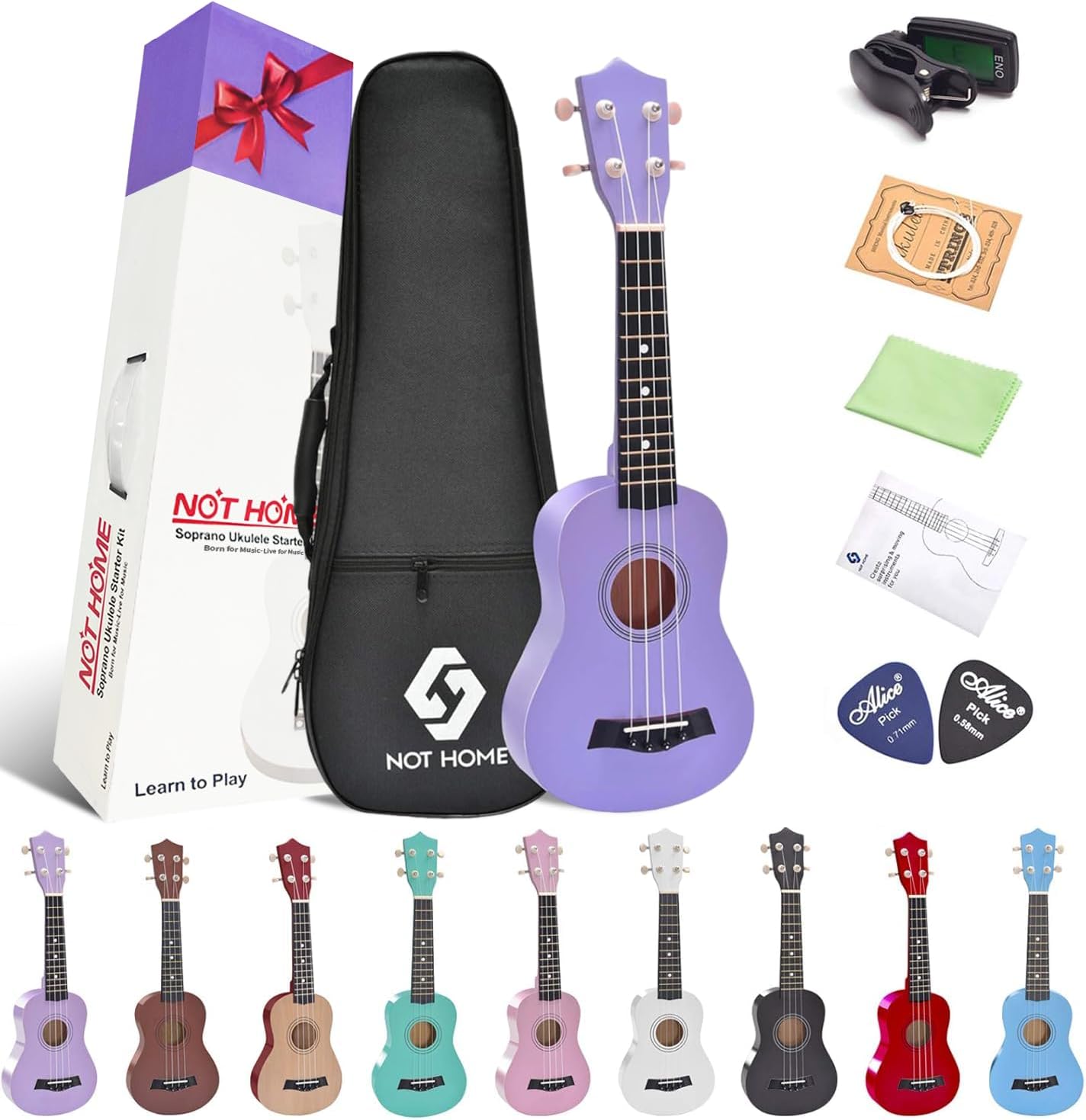 Soprano Ukulele Beginner Pack for Kids with Gig Bag and More