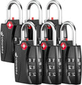 Fosmon TSA Luggage Locks 6 Pack - Durable Travel Combination Locks