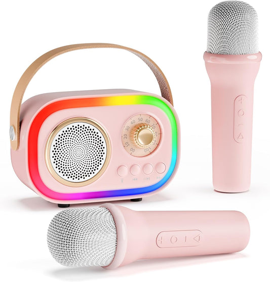 Portable Kids Karaoke Machine with 2 Wireless Mics & Bluetooth Speaker - Papanoo