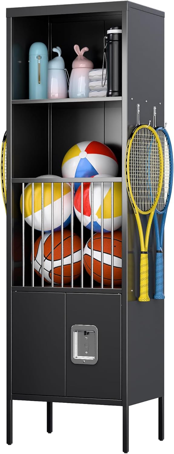Aobabo 72in H Metal Storage Locker for Gym and Sports Gear