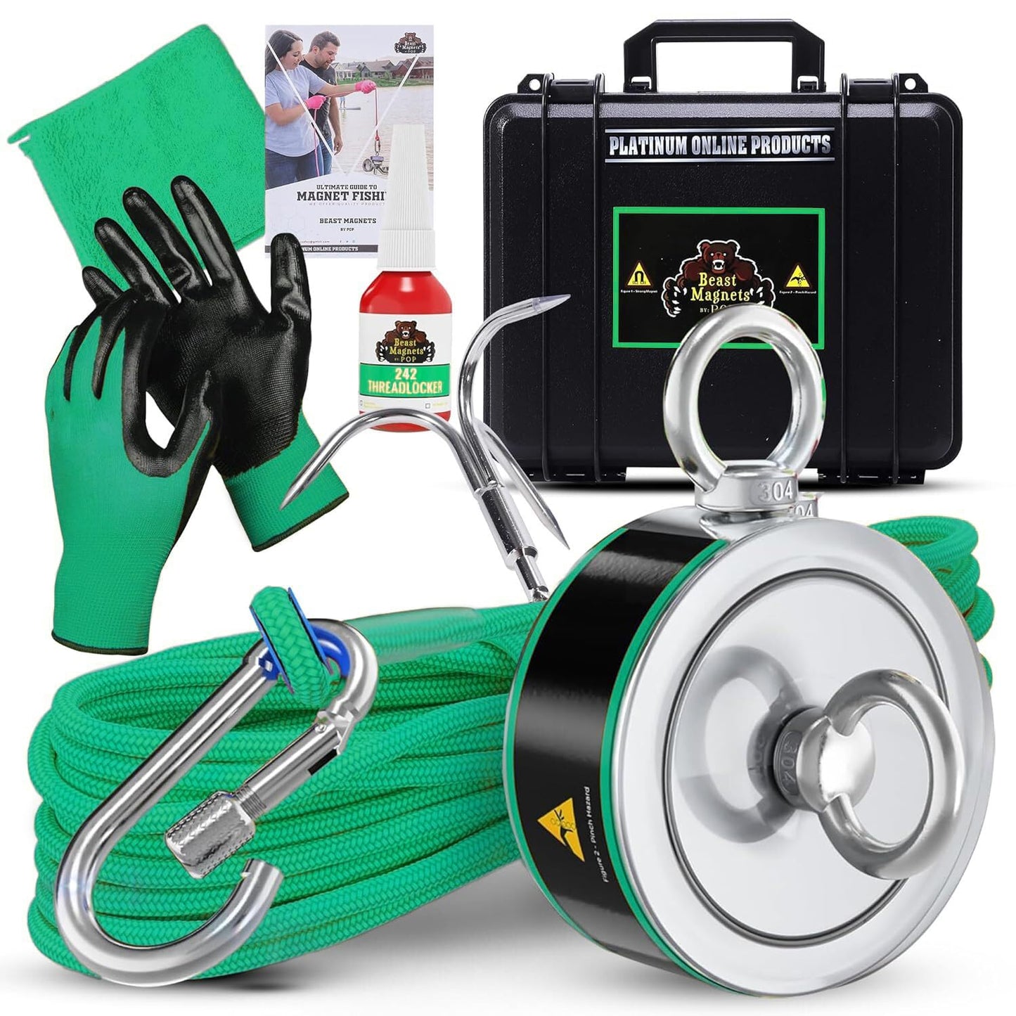 2000LB Magnet Fishing Kit with Neodymium Magnet and Rope