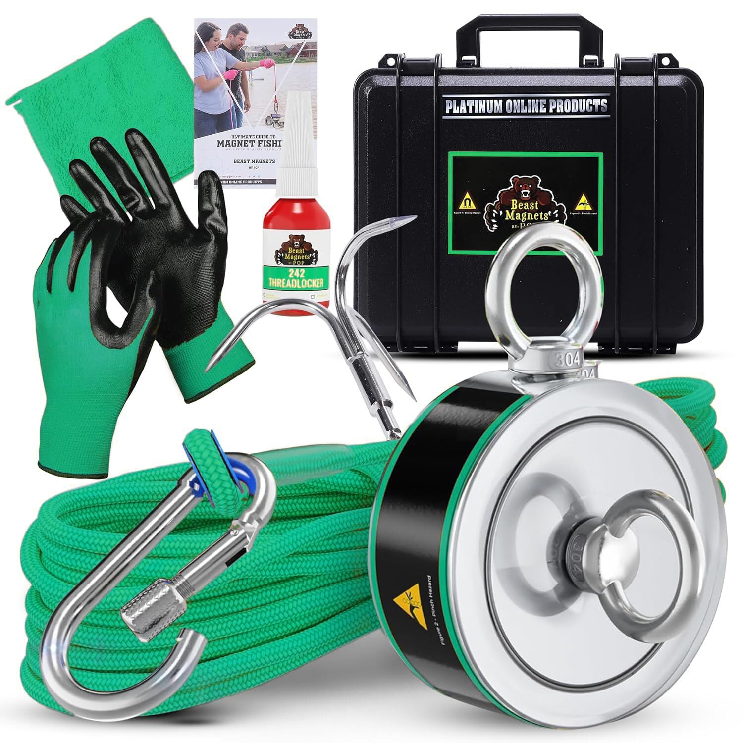 2000LB Magnet Fishing Kit with Neodymium Magnet and Rope