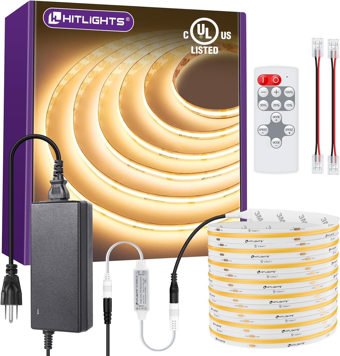 HitLights COB LED Strip Lights Kit for Warm White Lighting