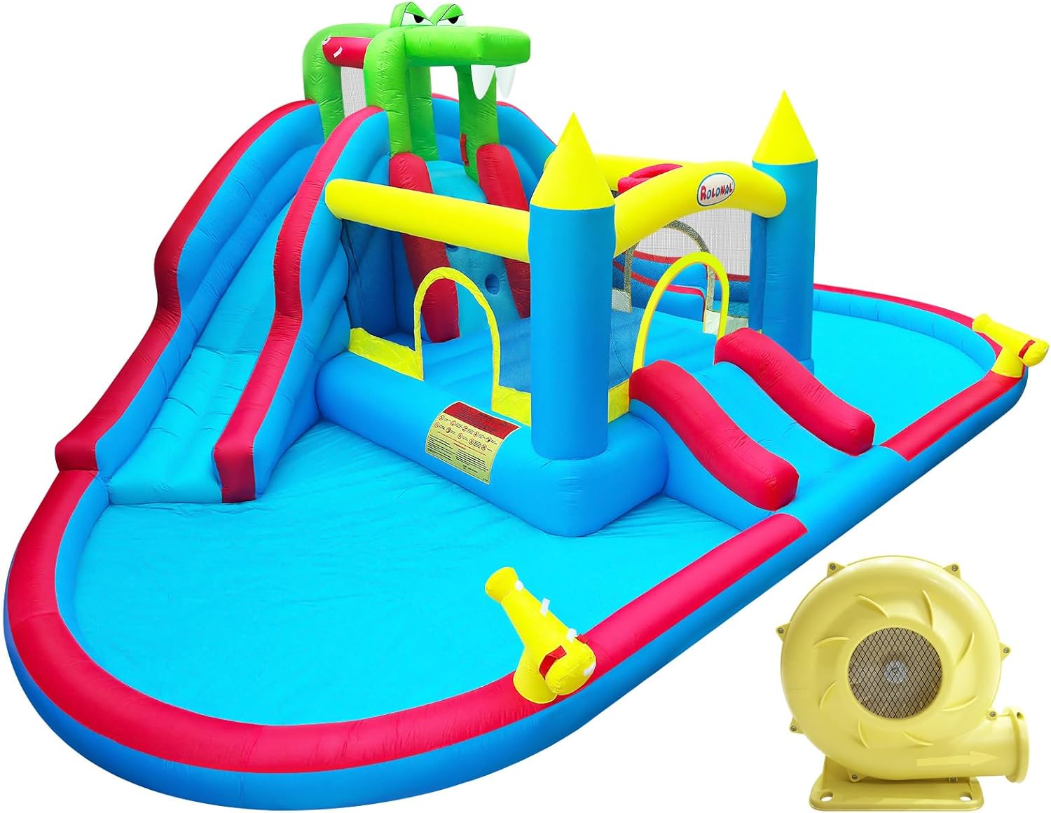 Inflatable Bounce House with Double Water Slide for Kids Fun
