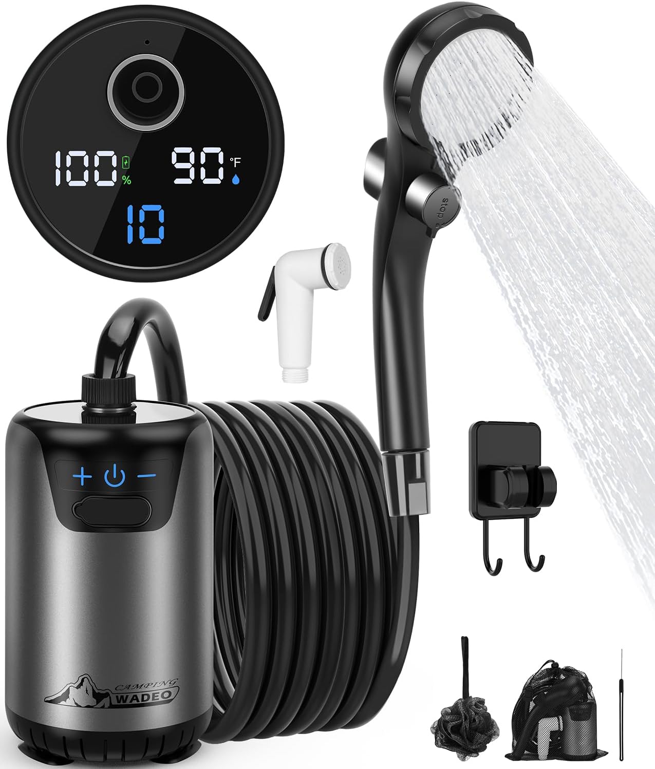 WADEO Portable Camping Shower 6000mAh Pump