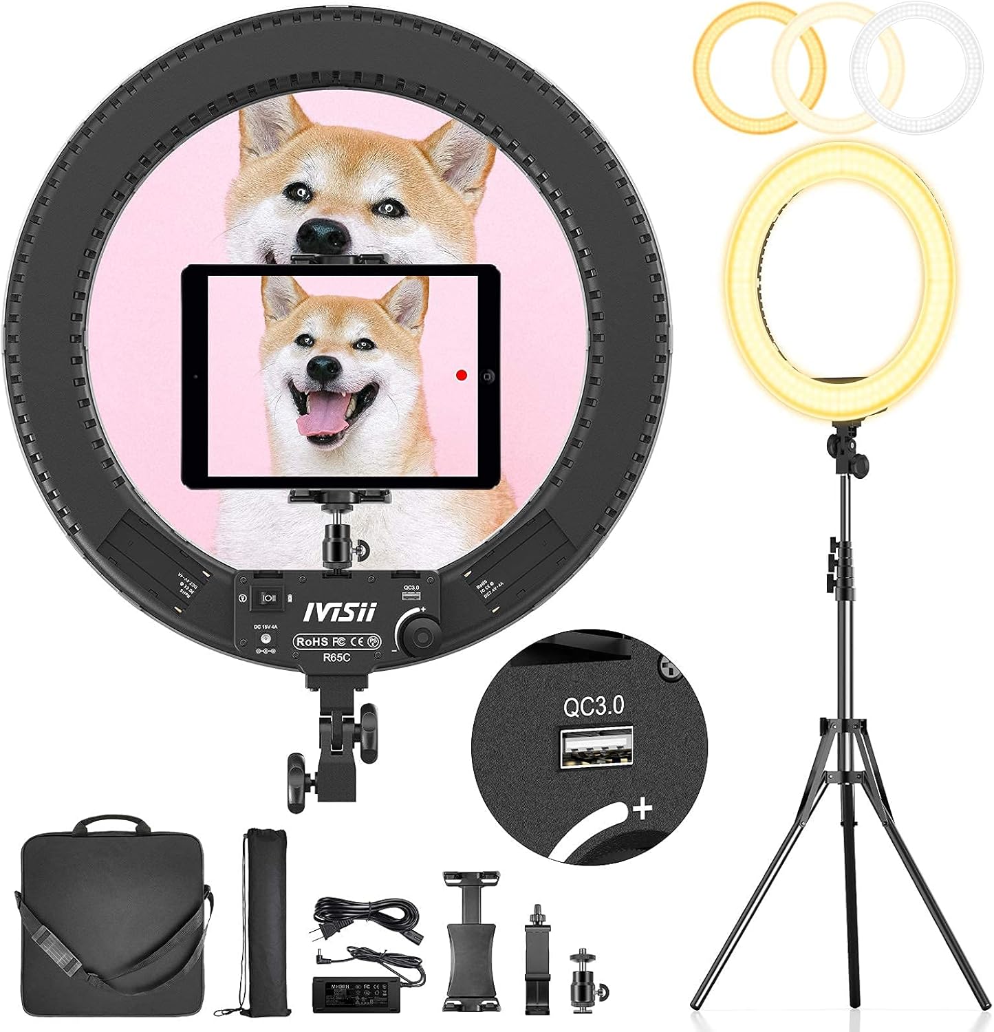 18 Inch Ring Light with Stand for Makeup and Vlogging Needs