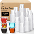 Clear Plastic 1 oz Portion Cups with Lids - 2500 Pack