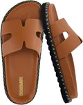 CUSHIONAIRE Crisp Womens Slide Sandal Faux Leather - Wide Width Option