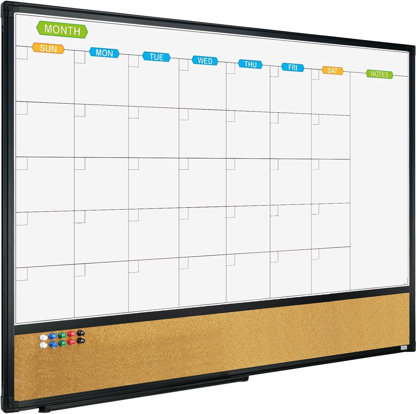 JILoffice Magnetic Calendar Whiteboard & Corkboard Combo Board