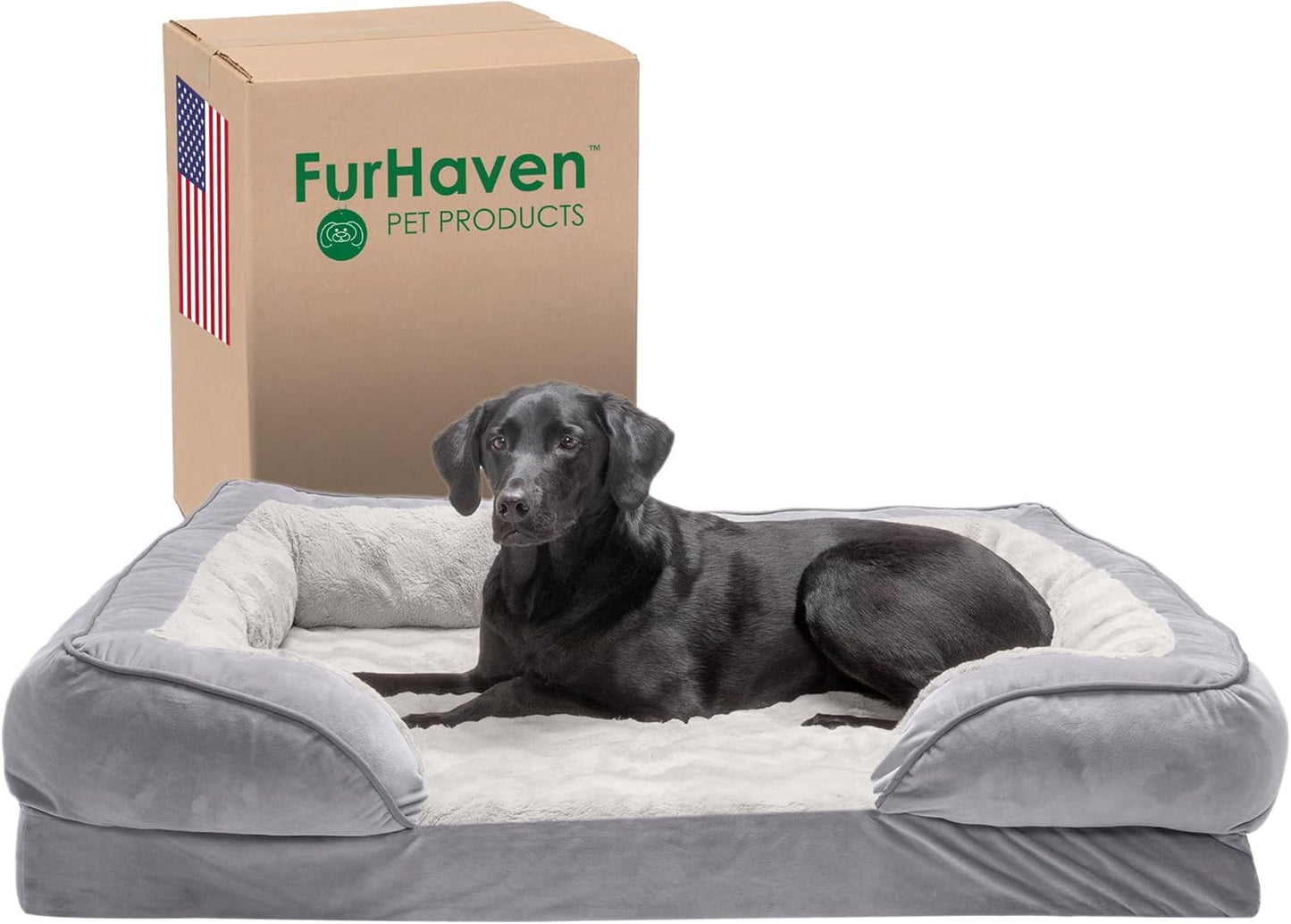 Furhaven Orthopedic Dog Bed for Large Dogs with Bolsters