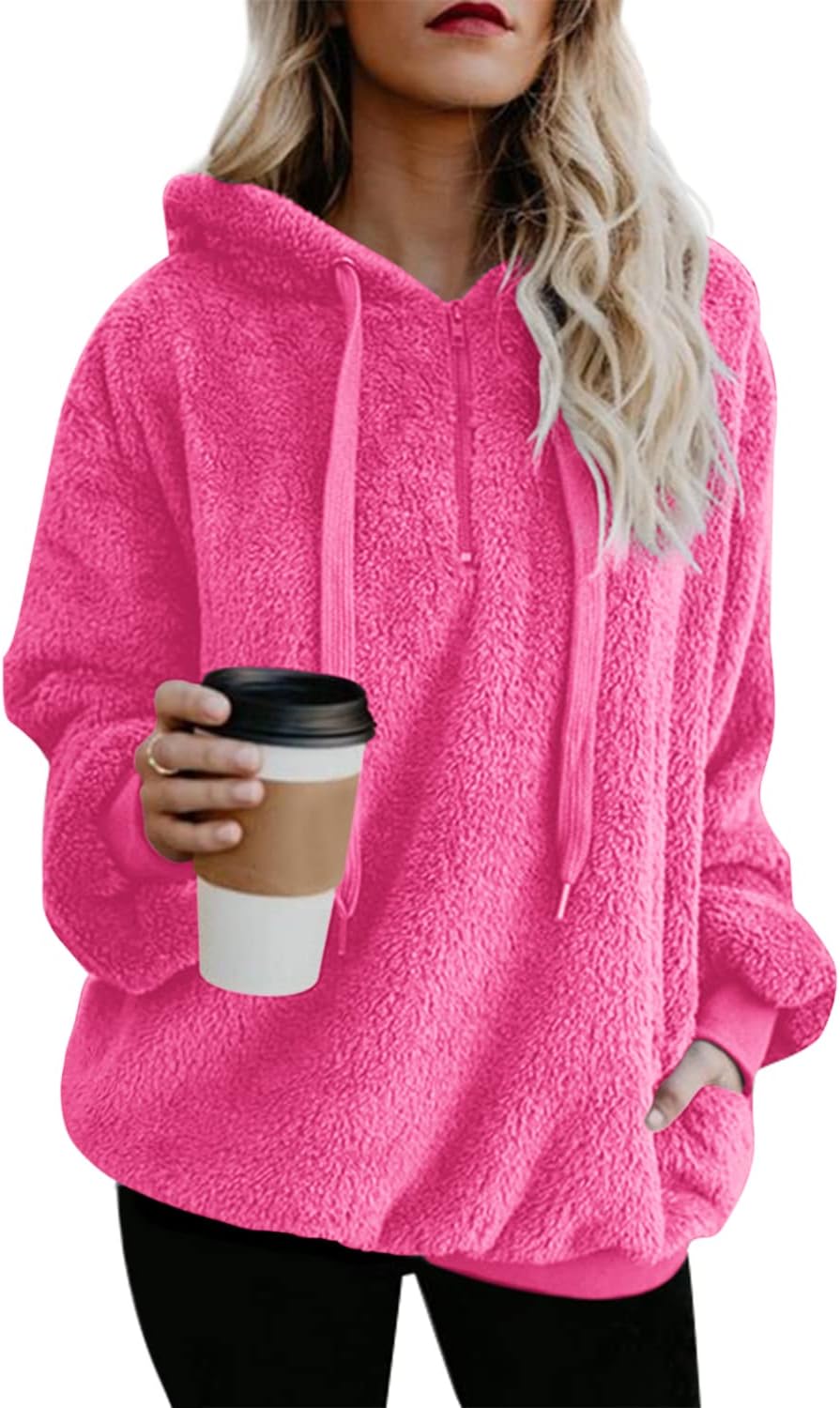 Oversized Sherpa Pullover Hoodie for Women - Cozy and Stylish