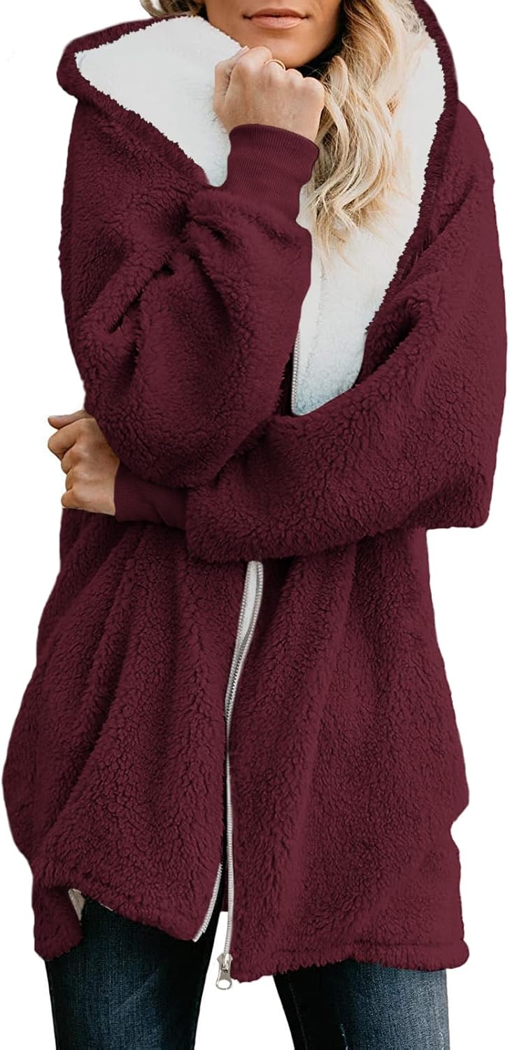 Yanekop Womens Oversized Sherpa Jacket for Cozy Winter Wear