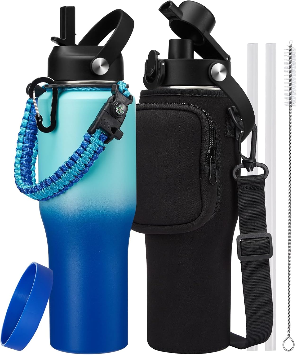 32oz Insulated Water Bottle with Straw - Perfect for Travel
