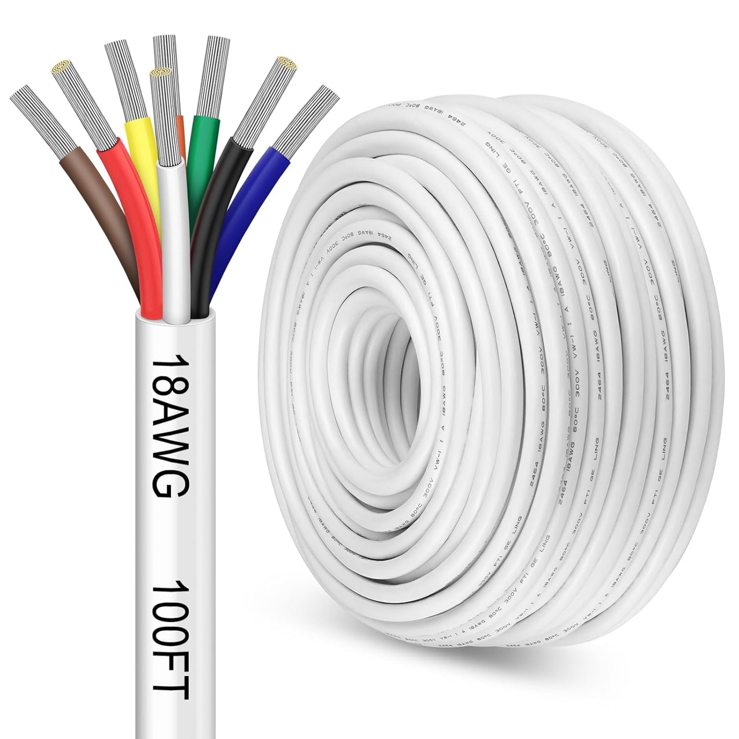 100FT 18 Gauge 8 Conductor Electrical Wire for LED Lighting