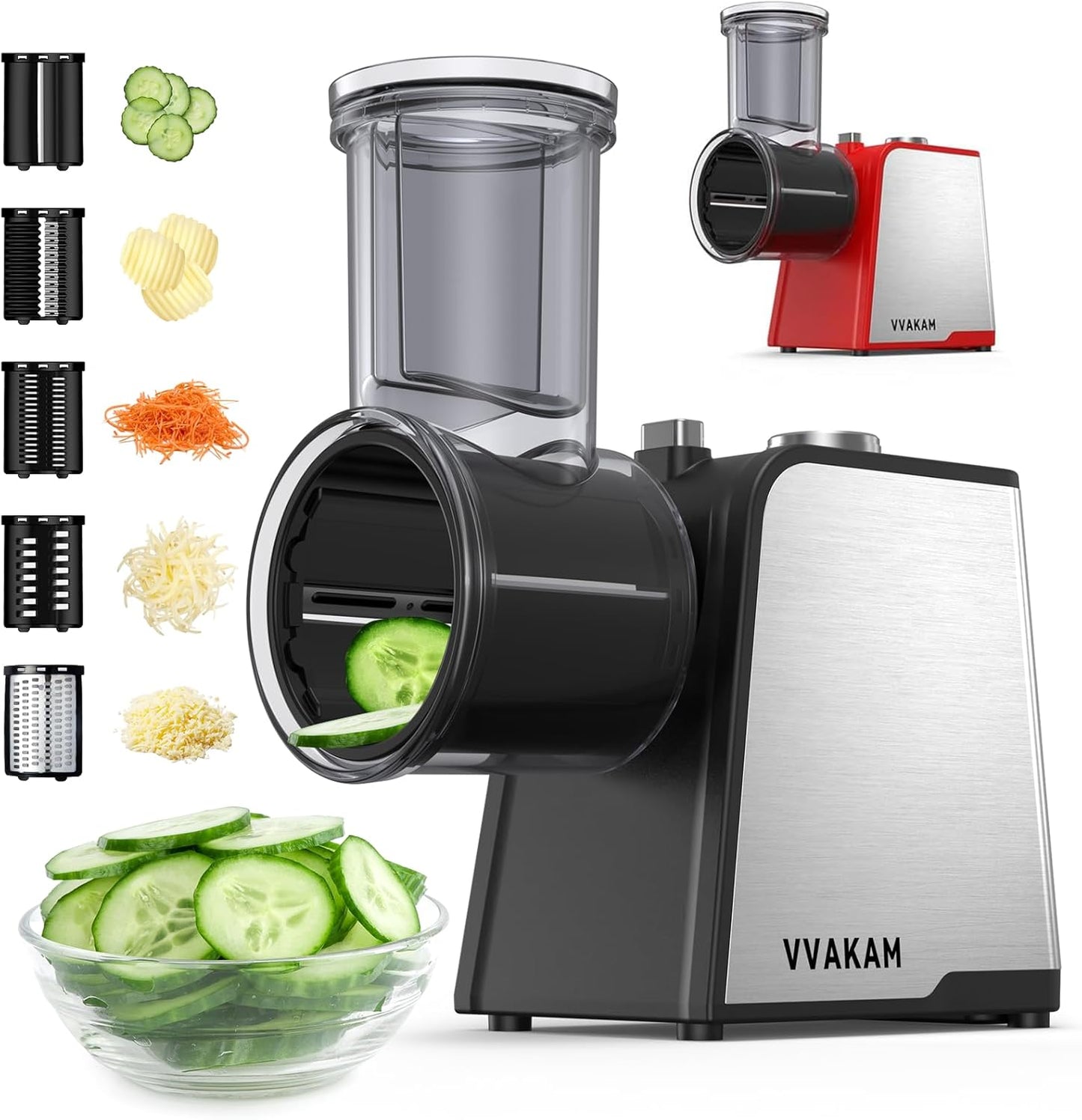 Electric Cheese Grater with 5 Blades for Effortless Slicing