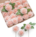 Artificial Pink Foam Roses 50PCS with Stems - Real Touch Decor
