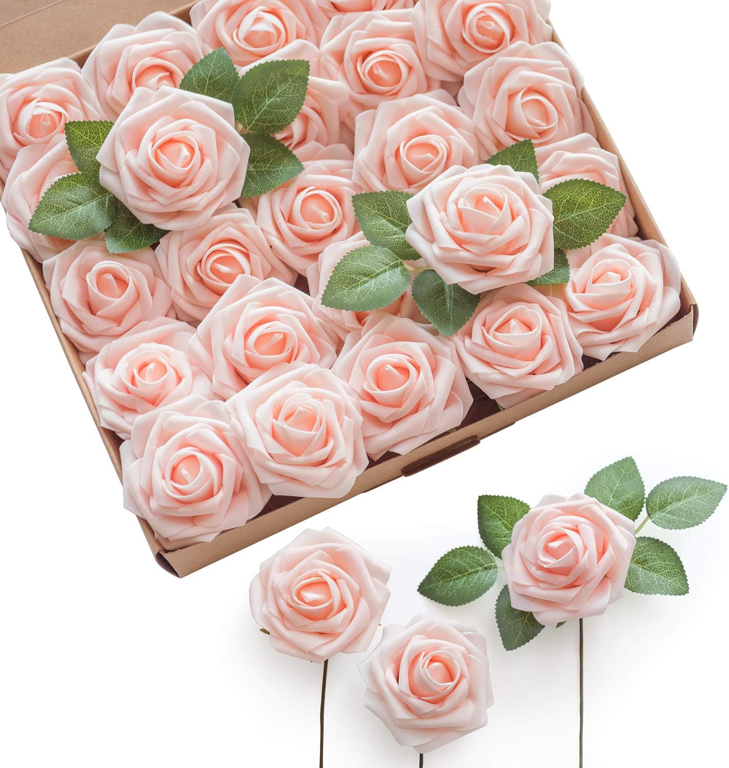 Ling's Moment 50Pcs Pink Roses Decor for Wedding Bouquets