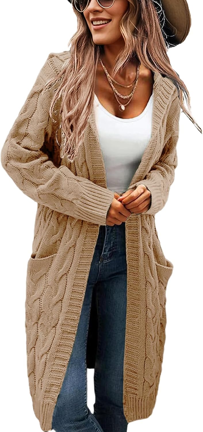 Women's Hooded Open Front Long Cardigan for Cozy Style