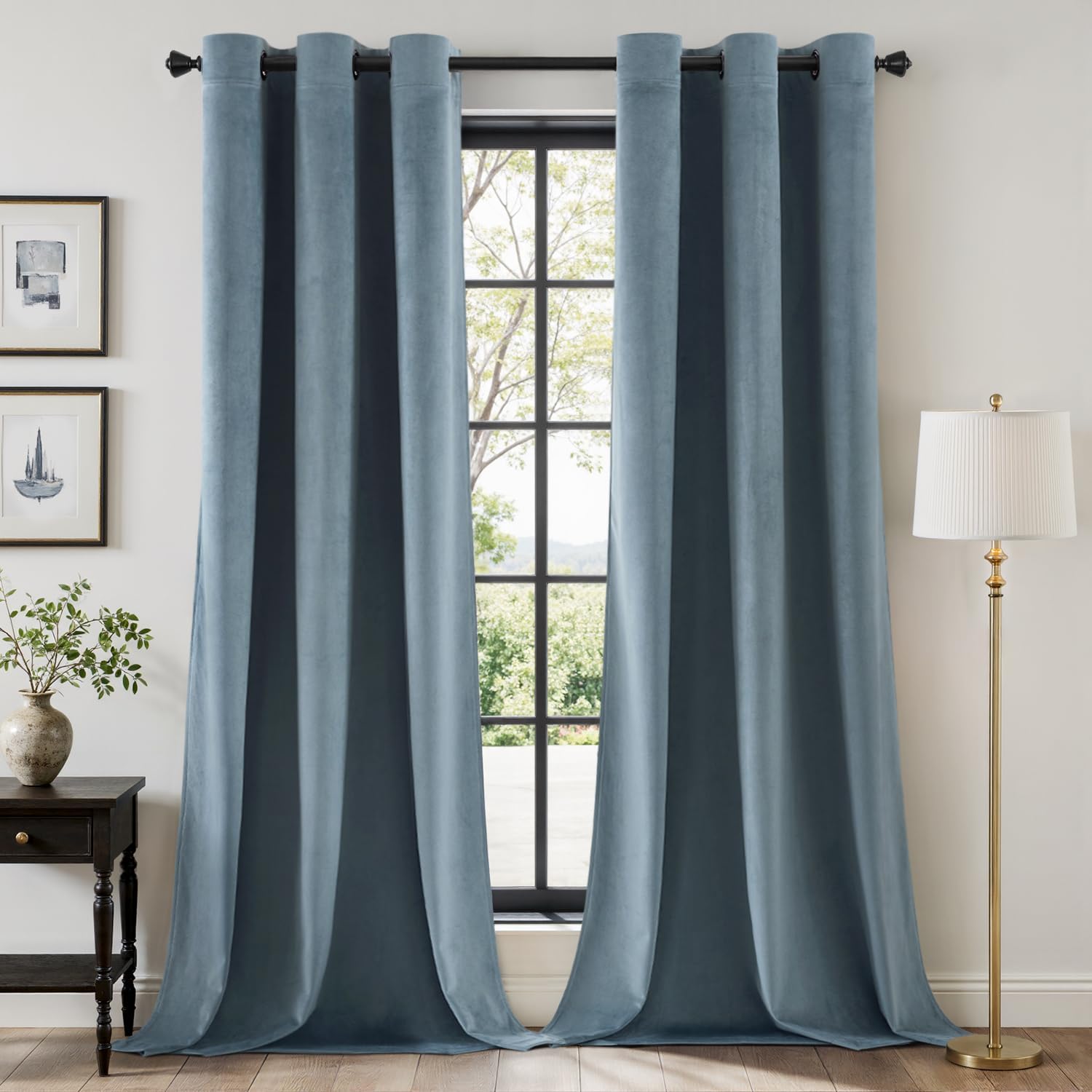 EMEMA Velvet Blackout Curtains for Bedroom and Living Room