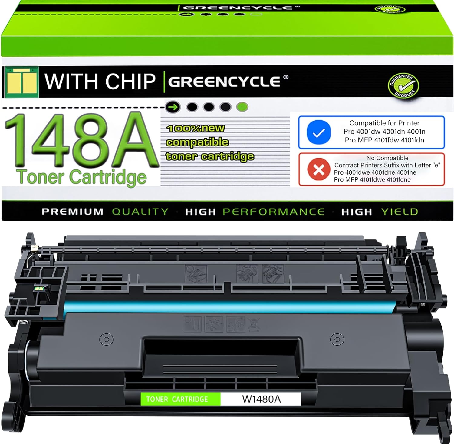 Compatible Black Toner Cartridge for HP 148A W1480A by greencycle