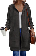 Long Hooded Zip Up Sweatshirt Dress - Cozy Oversized Tunic for Fall