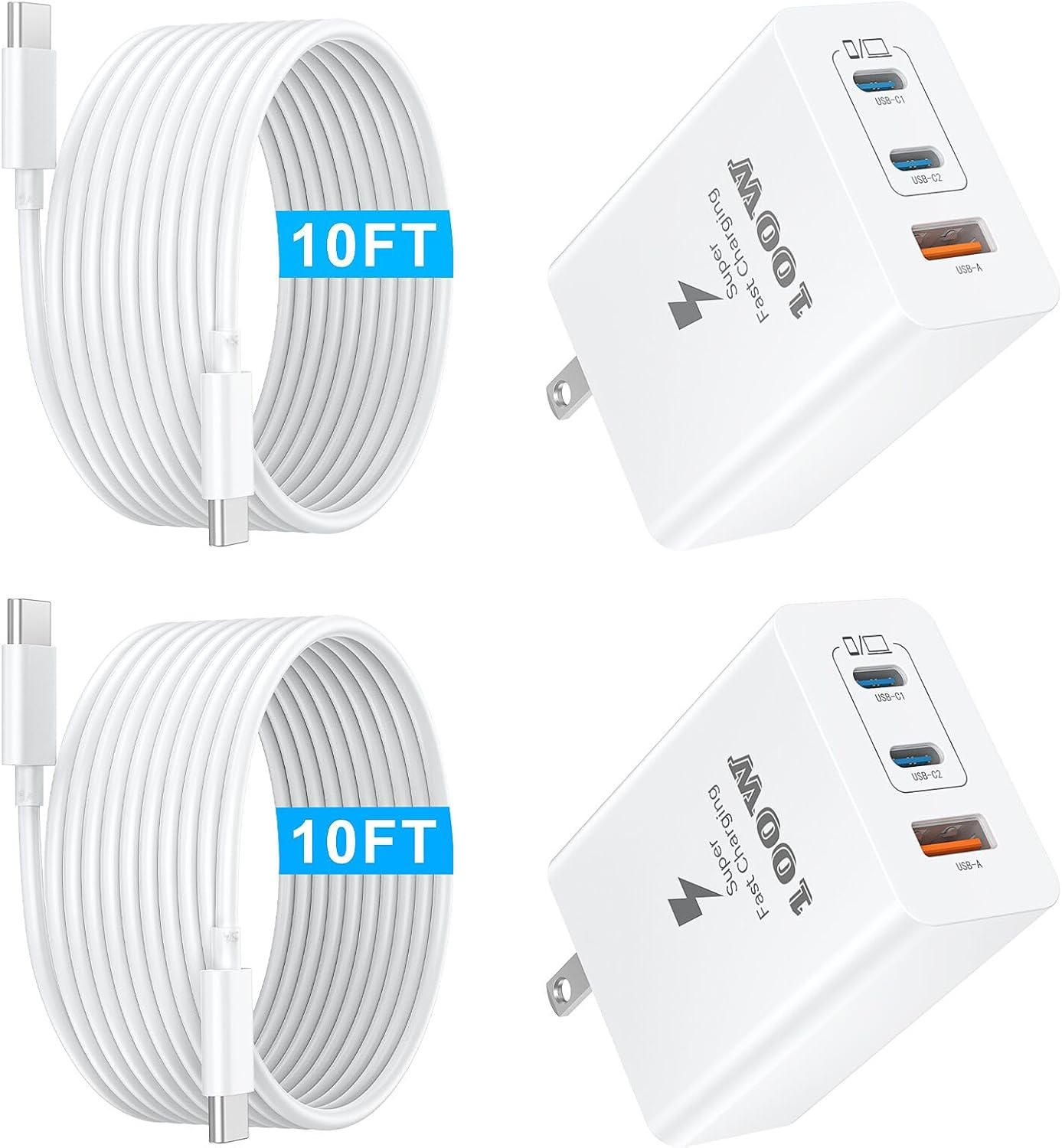 DiHines 100W Fast Charger + 2 Cables Bundle